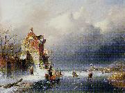 Charles Leickert Ice View With Skaters oil painting reproduction